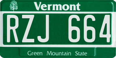 VT license plate RZJ664