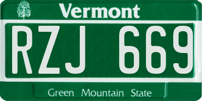 VT license plate RZJ669