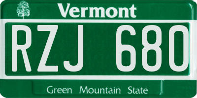 VT license plate RZJ680