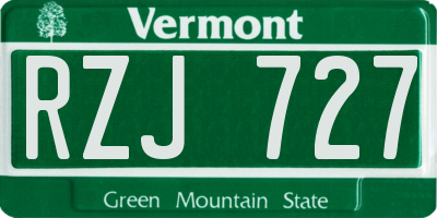 VT license plate RZJ727