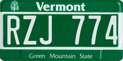 VT license plate RZJ774