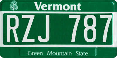 VT license plate RZJ787