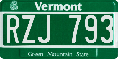 VT license plate RZJ793