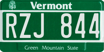VT license plate RZJ844