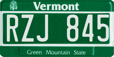 VT license plate RZJ845