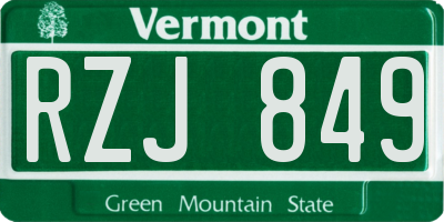 VT license plate RZJ849