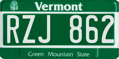 VT license plate RZJ862