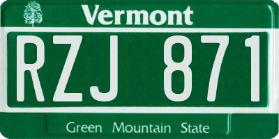 VT license plate RZJ871