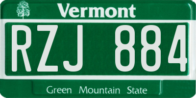 VT license plate RZJ884