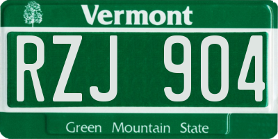 VT license plate RZJ904