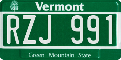 VT license plate RZJ991