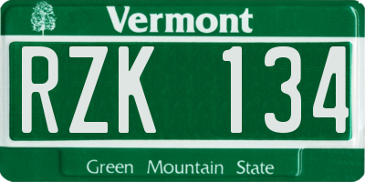 VT license plate RZK134