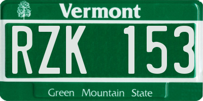 VT license plate RZK153