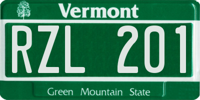VT license plate RZL201