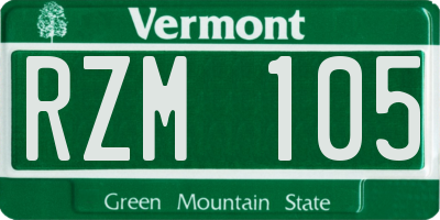 VT license plate RZM105