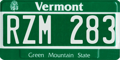 VT license plate RZM283