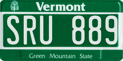 VT license plate SRU889