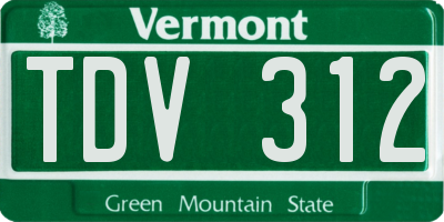 VT license plate TDV312