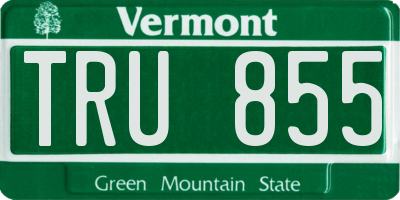 VT license plate TRU855