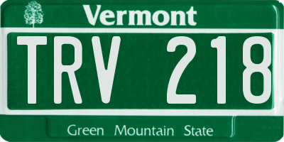 VT license plate TRV218
