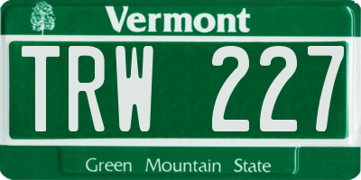 VT license plate TRW227