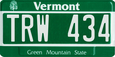 VT license plate TRW434