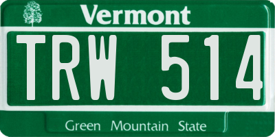 VT license plate TRW514