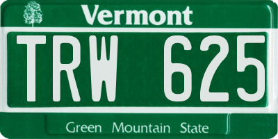 VT license plate TRW625