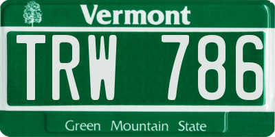 VT license plate TRW786