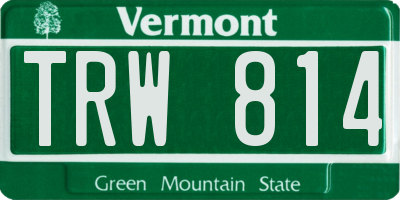 VT license plate TRW814