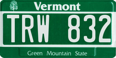 VT license plate TRW832