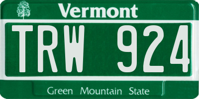 VT license plate TRW924
