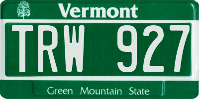 VT license plate TRW927