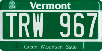 VT license plate TRW967