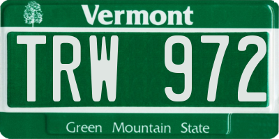 VT license plate TRW972
