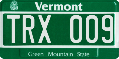 VT license plate TRX009
