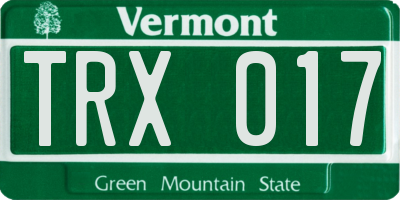 VT license plate TRX017