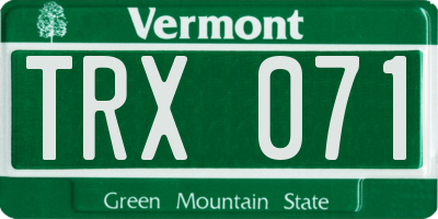 VT license plate TRX071