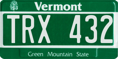 VT license plate TRX432