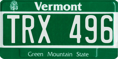 VT license plate TRX496