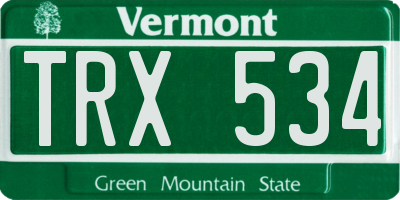 VT license plate TRX534
