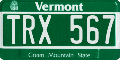 VT license plate TRX567