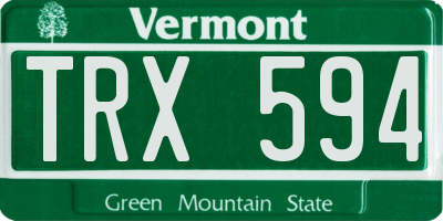 VT license plate TRX594