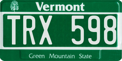 VT license plate TRX598