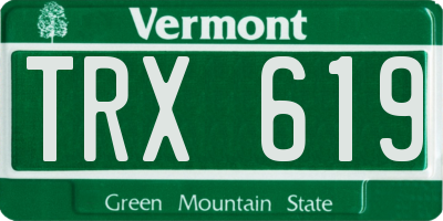 VT license plate TRX619