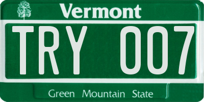 VT license plate TRY007