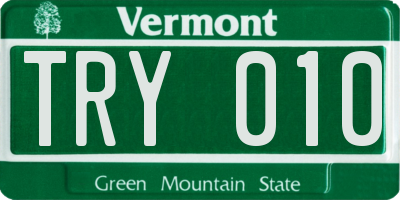 VT license plate TRY010