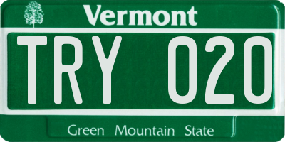 VT license plate TRY020