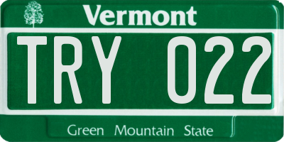 VT license plate TRY022