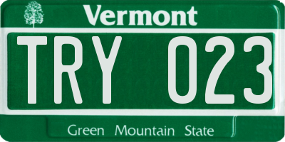 VT license plate TRY023
